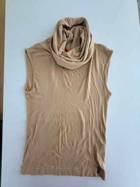 Vintage Elle Sleeveless Cowl Neck Tank - Tan